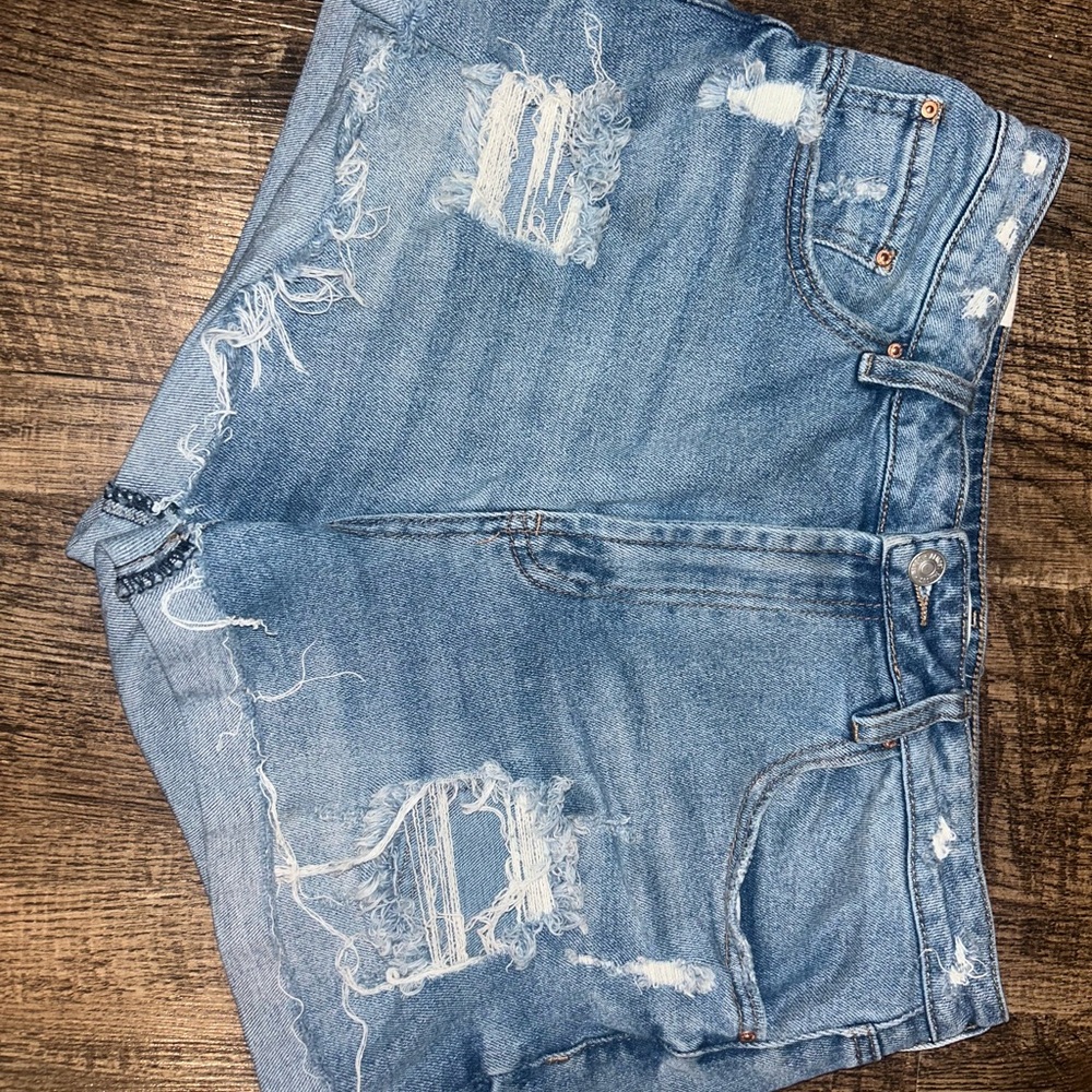 Almost Famous Sky Blue Ripped Jean Shorts